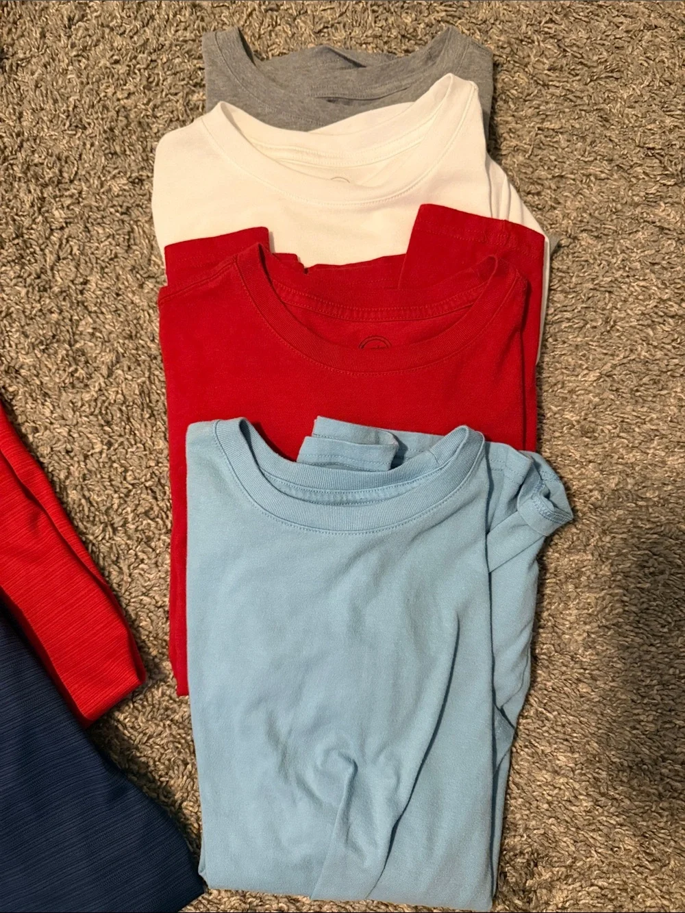 Kids Short Sleeve Tees in Red, Navy, Light Blue, White, Gray